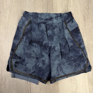 Lululemon Men's Surge Shorts Blue Tidal Dye 6” Lined Bold Lines Size Medium I